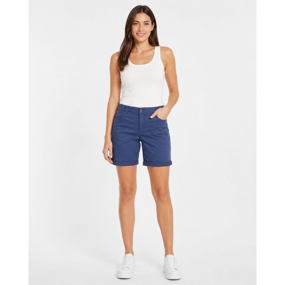 Wit & Wisdom Stretch Twill Bermuda Shorts 0 Mid Rise Casual Travel Coastal Blue